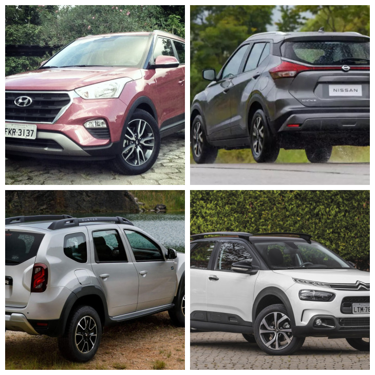 Hyundai Creta 1.6, Nissan Kicks, Renault Duster e Citroën C4 Cactus